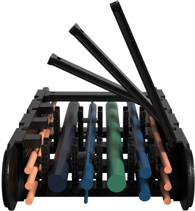 A render of prepopulated e-chain that is partially opened