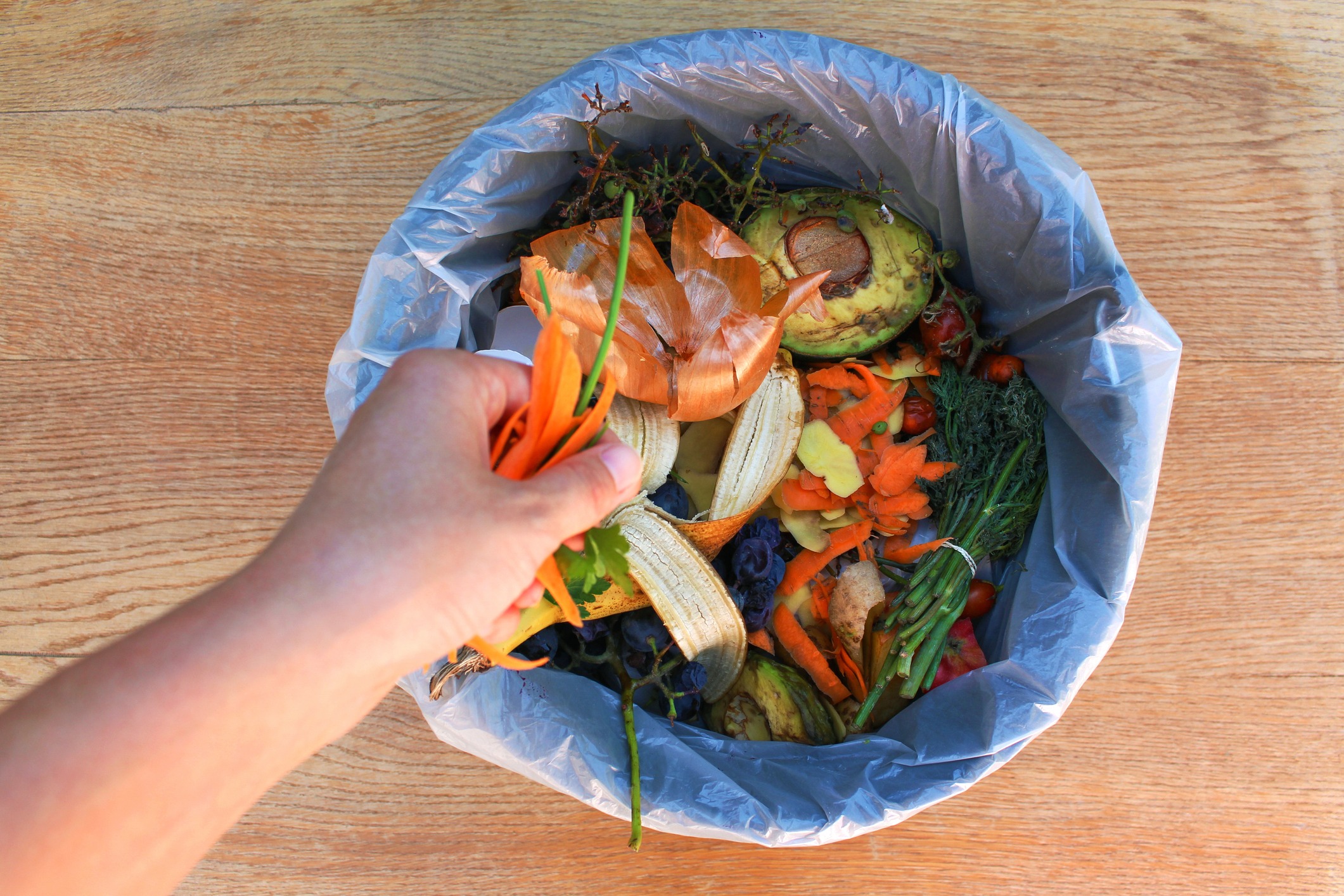Food waste being thrown out