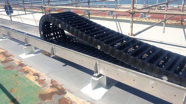 e-chain cable carrier in use on a crane