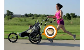 JogAlong stroller uses igubal spherical bearings